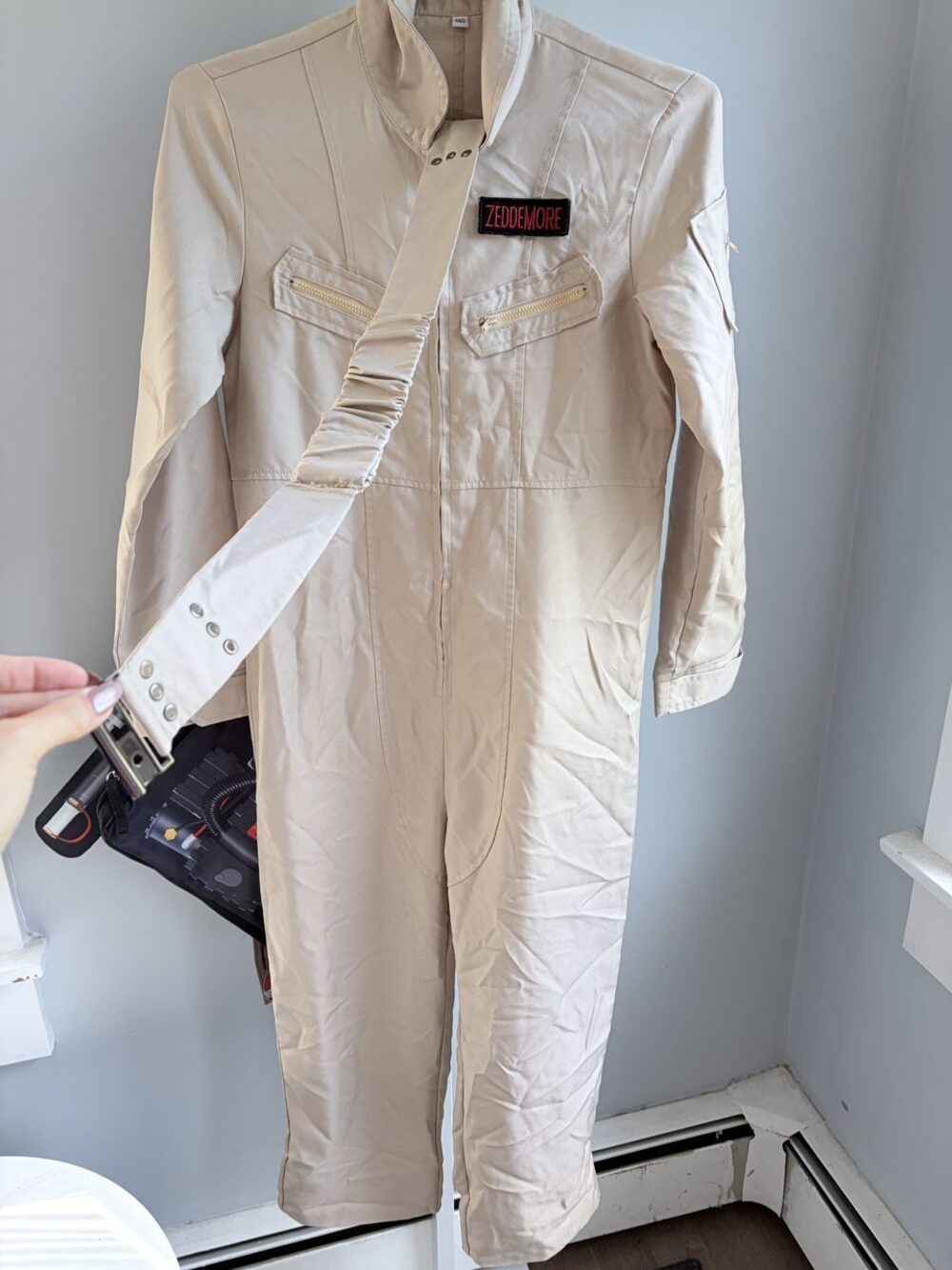 Ghostbusters Tan Jumpsuit Costume + Proton Pack Backpack Size 140